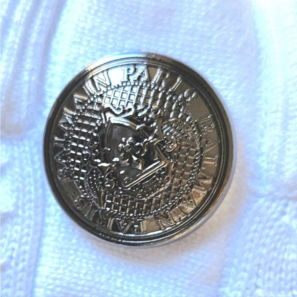 Balmain White Crewneck Sweater with Button Accents Small - Picture 2 of 15